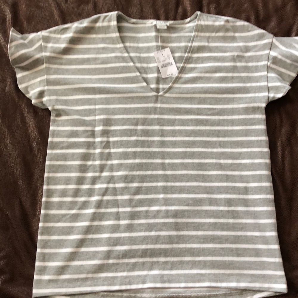 JCrew Women’s cotton tee, gray/white, NWT